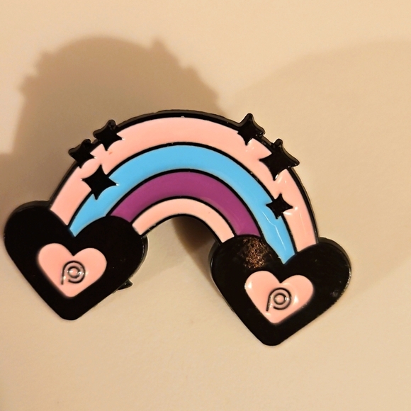 Handmade LGBTQ+ Enamel Pin 1" Trans Rainbow Pop Pin Heart Pink Purple and blue - Picture 5 of 17